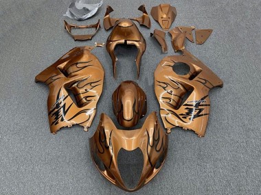 1996-2007 Suzuki GSXR 1300 Hayabusa Motorcycle Fairings - Brown Bronze Black Flame