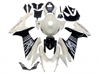 2011-2024 Suzuki GSXR 600 / GSXR 750 Motorcycle Fairing - White Glossy Black