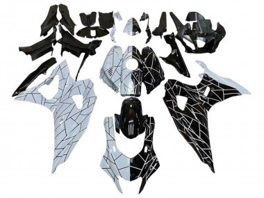 2021-2024 Yamaha YZF R7 Motorcycle Fairings - White Black Split Stripe