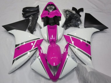 2012-2014 Yamaha YZF 1000 R1 Motorcycle Fairings - White Pink Matte Black