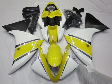 2012-2014 Yamaha YZF 1000 R1 Motorcycle Fairings - White Yellow Matte Black