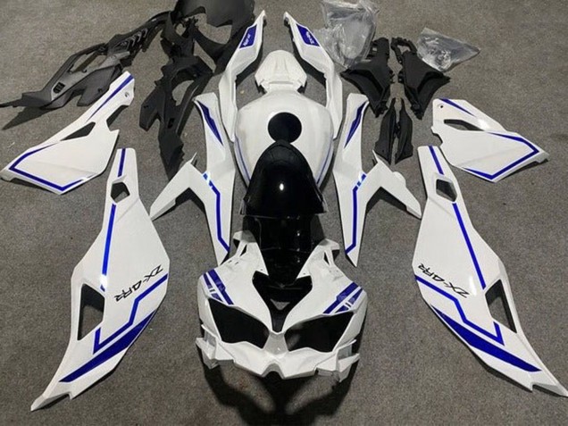 2019-2026 Kawasaki ZX4R ZX-4RR Motorcycle Fairings - White Blue Stripe
