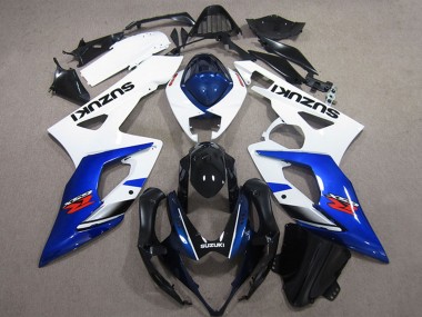 2005-2006 Suzuki GSXR 1000 Bike Fairings - White Blue Glossy Black