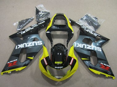 2001-2003 Suzuki GSXR 600 Motorcycle Fairings - Black Yellow Motul