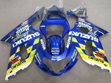2001-2003 Suzuki GSXR 600 Motorcycle Fairings - Blue Yellow Telefumica MoviStar