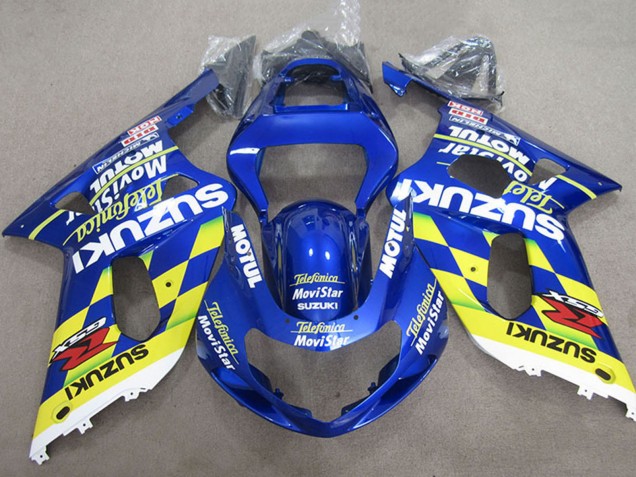 2001-2003 Suzuki GSXR 600 Motorcycle Fairings - Blue Yellow Telefumica MoviStar