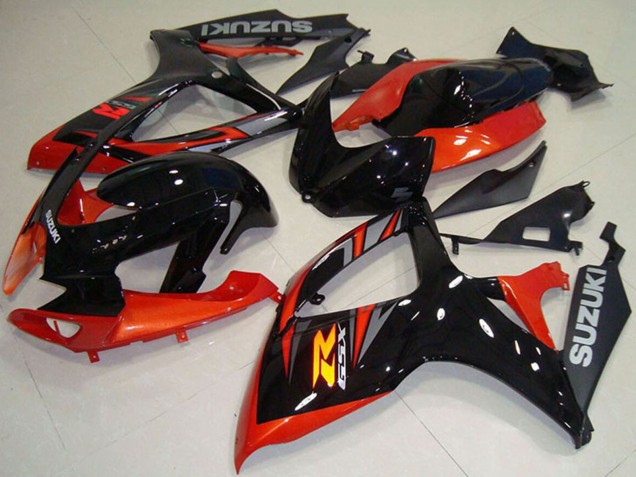 2006-2007 Suzuki GSXR 750 Motorcycle Fairing - Orange Glossy Black