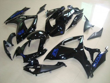 2006-2007 Suzuki GSXR 750 Motorcycle Fairings - Glossy Black Blue Decal