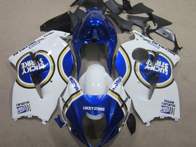 1996-2007 Suzuki GSXR 1300 Hayabusa Motorcycle Fairings - White Blue Motul Lucky Strike