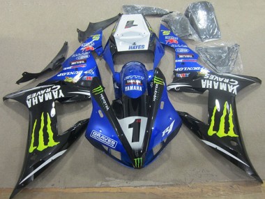 2002-2003 Yamaha YZF R1 Motorcycle Fairings - White Blue Black Neon Yellow Monster Graves 1