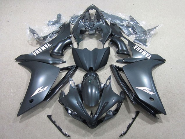 2007-2008 Yamaha YZF R1 Motorcycle Fairings - Matte Black White Decal