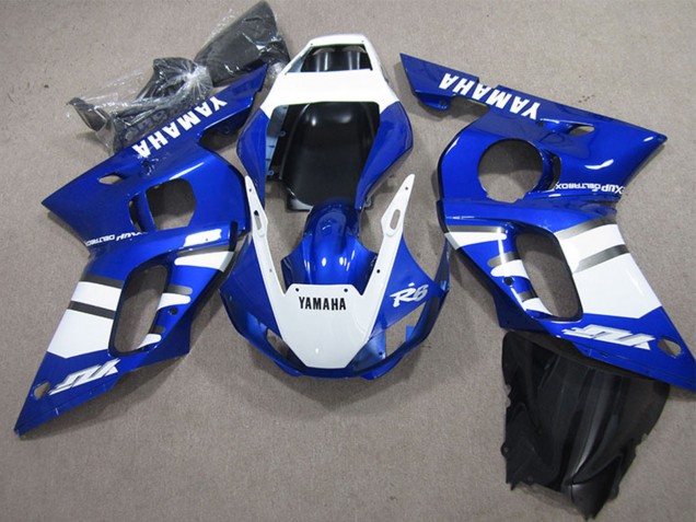 1998-2002 Yamaha YZF R6 Motorcycle Fairings - White Blue