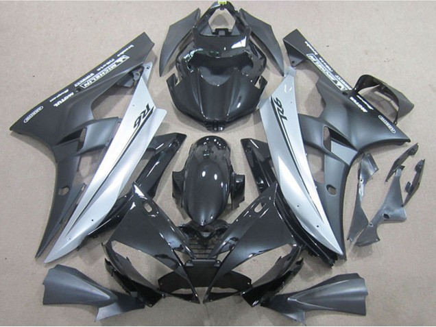 2006-2007 Yamaha YZF R6 Motorcycle Fairings - Glossy Black Matte Black Silver