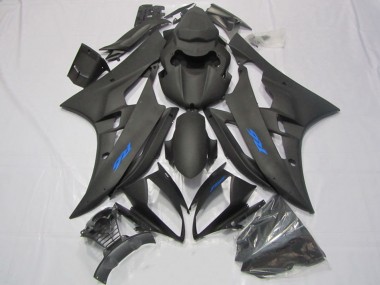 2006-2007 Yamaha YZF R6 Motorcycle Fairings - Matte Black Blue Decals