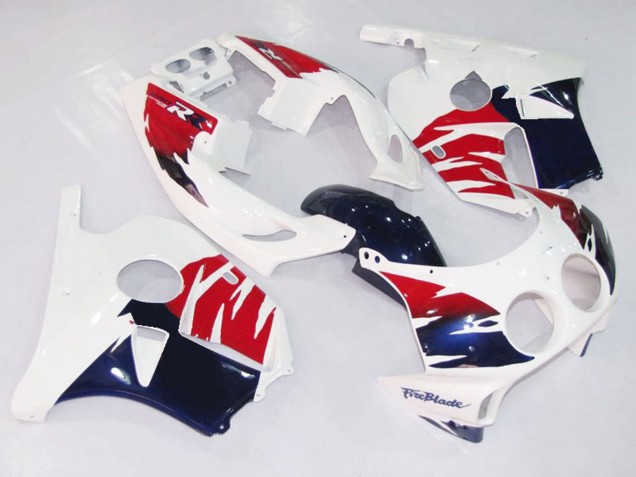 1990-1998 White Red and Blue CBR250RR Motorcycle Fairings
