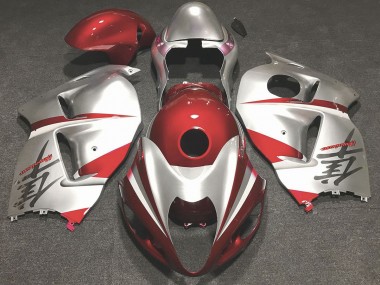 1997-2007 Gloss Red and Silver GSXR 1300 Hayabusa Motorcycle Fairings