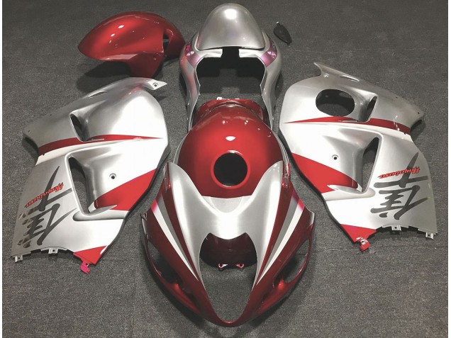 1997-2007 Gloss Red and Silver GSXR 1300 Hayabusa Motorcycle Fairings