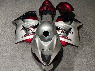 1997-2007 Gloss Silver and Candy Red GSXR 1300 Hayabusa Motorcycle Fairings