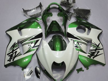 1997-2007 Gloss White & Green GSXR 1300 Hayabusa Motorcycle Fairings