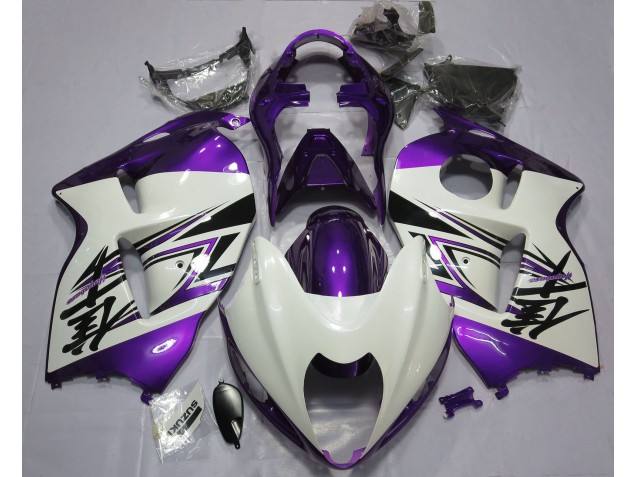 1997-2007 Gloss White & Purple GSXR 1300 Hayabusa Motorcycle Fairings