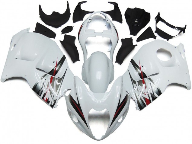 1997-2007 Gloss White and Silver Style GSXR 1300 Hayabusa Motorcycle Fairings