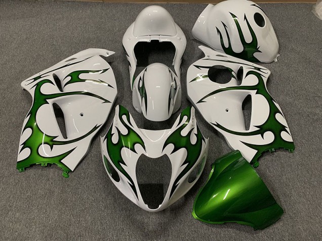 1997-2007 Green and White GSXR 1300 Hayabusa Motorcycle Fairings