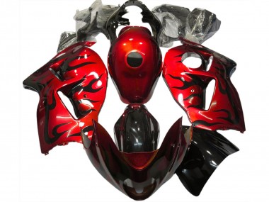 1997-2007 Red & Black Flame GSXR 1300 Hayabusa Motorcycle Fairings