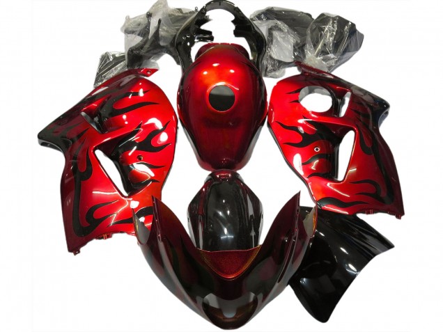 1997-2007 Red & Black Flame GSXR 1300 Hayabusa Motorcycle Fairings