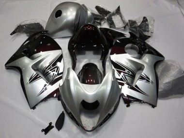 1997-2007 Silver and Dark Red GSXR 1300 Hayabusa Motorcycle Fairings