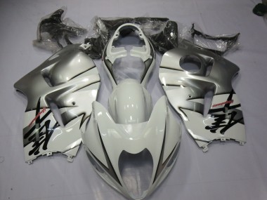1997-2007 White and Silver GSXR 1300 Hayabusa Motorcycle Fairings