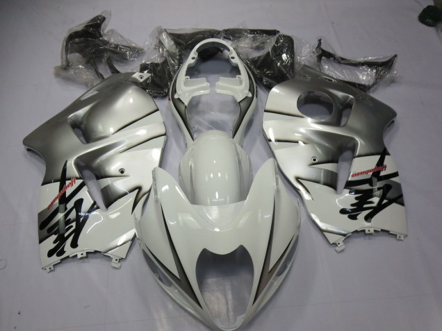 1997-2007 White and Silver GSXR 1300 Hayabusa Motorcycle Fairings