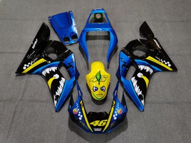 1998-2002 Blue and Yellow Shark R6 Motorcycle Fairings