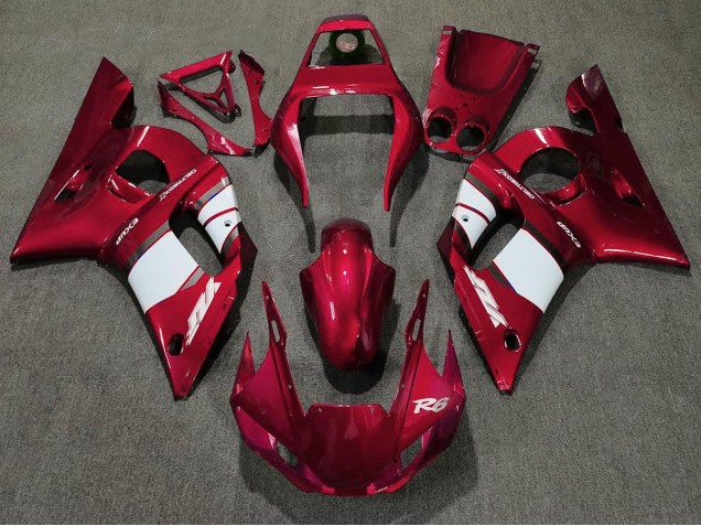 1998-2002 Deep Red & White R6 Motorcycle Fairings