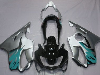 1999-2000 Gloss Silver & Teal CBR600 F4 Motorcycle Fairings