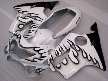 1999-2000 White and Black Flames CBR600 F4 Motorcycle Fairings