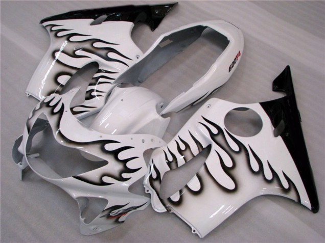 1999-2000 White and Black Flames CBR600 F4 Motorcycle Fairings