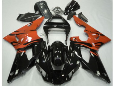2000-2001 Black Flame & Orange R1 Motorcycle Fairings
