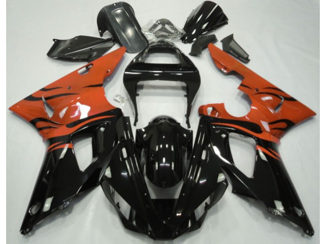 2000-2001 Black Flame & Orange R1 Motorcycle Fairings