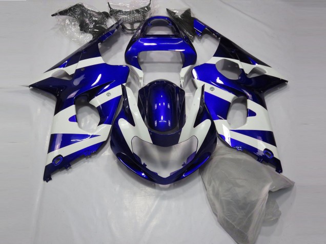 2000-2002 Gloss Blue & White GSXR 1000 Motorcycle Fairings