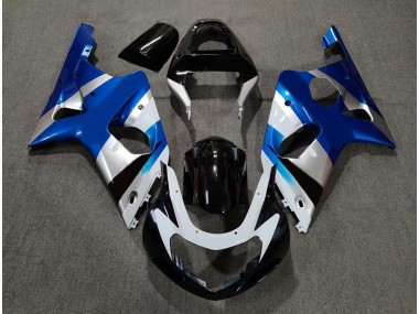 2000-2002 Gloss Blue and Silver OEM GSXR 1000 Motorcycle Fairings