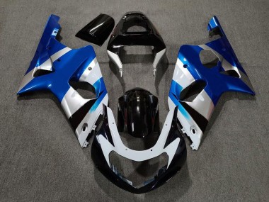 2000-2002 Gloss Blue and Silver OEM GSXR 1000 Motorcycle Fairings