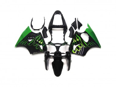 2000-2002 Gloss Green Flame Plain ZX6R Motorcycle Fairings