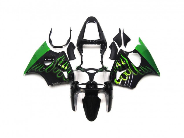 2000-2002 Gloss Green Flame Plain ZX6R Motorcycle Fairings