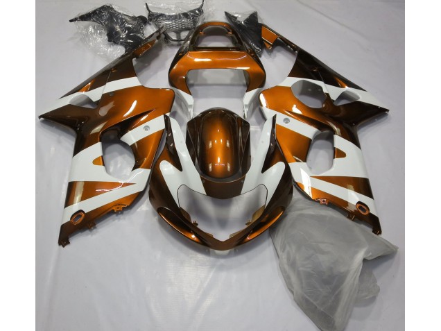 2000-2002 Gloss Orange & White GSXR 1000 Motorcycle Fairings