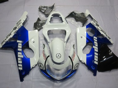 2000-2002 Jordan Blue and White GSXR 1000 Motorcycle Fairings