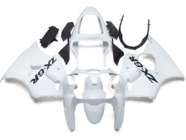 2000-2002 Plain Gloss White With Logo ZX6R Motorcycle Fairings