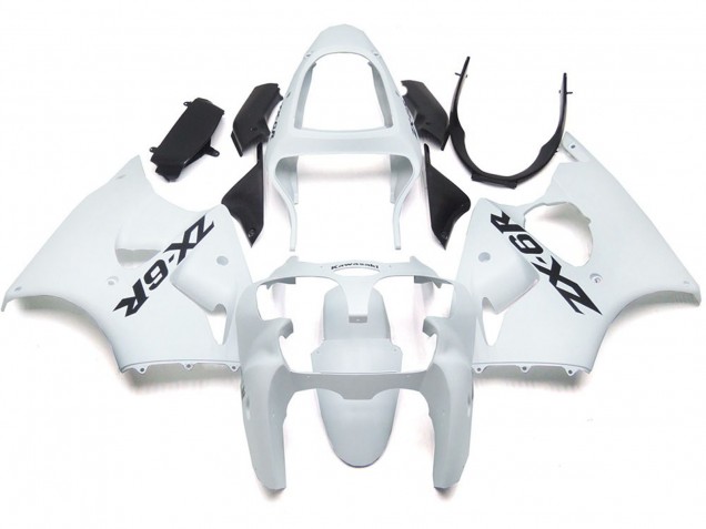 2000-2002 Plain Gloss White With Logo ZX6R Motorcycle Fairings