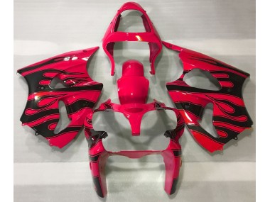 2000-2002 Red & Black Flame ZX6R Motorcycle Fairings