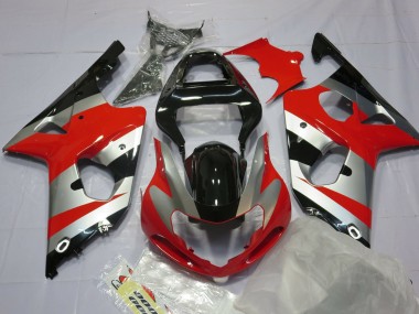 2000-2002 Red Silver and Black GSXR 1000 Motorcycle Fairings