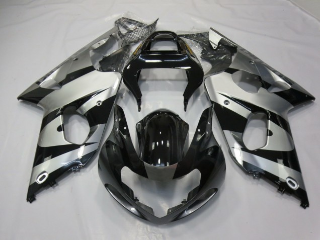 2000-2002 Silver and Black GSXR 1000 Motorcycle Fairings
